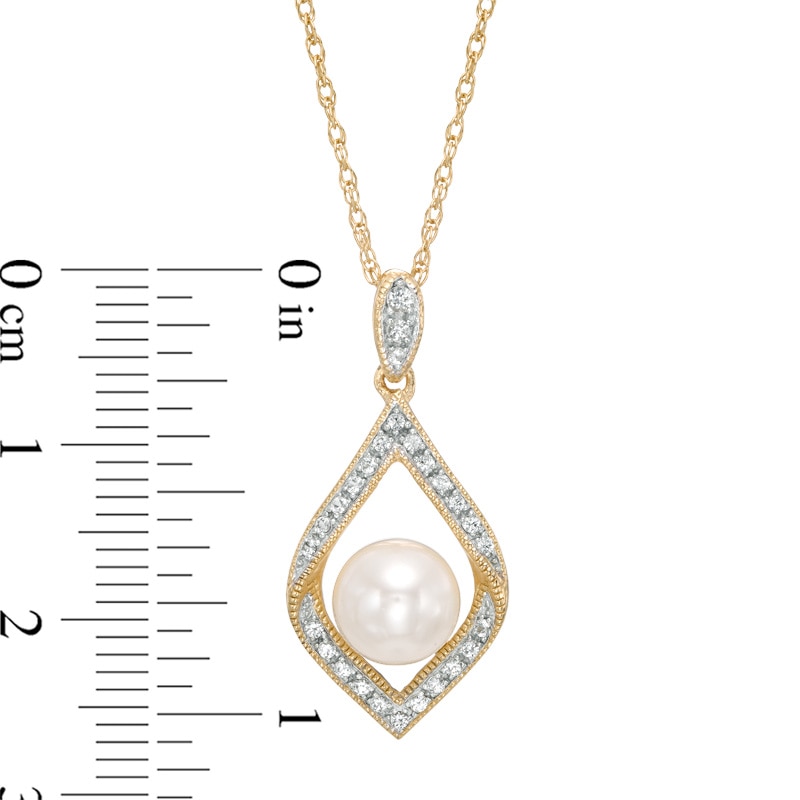 7.0 - 7.5mm Cultured Freshwater Pearl and Lab-Created Pendant in Sterling Silver with 14K Gold Plate