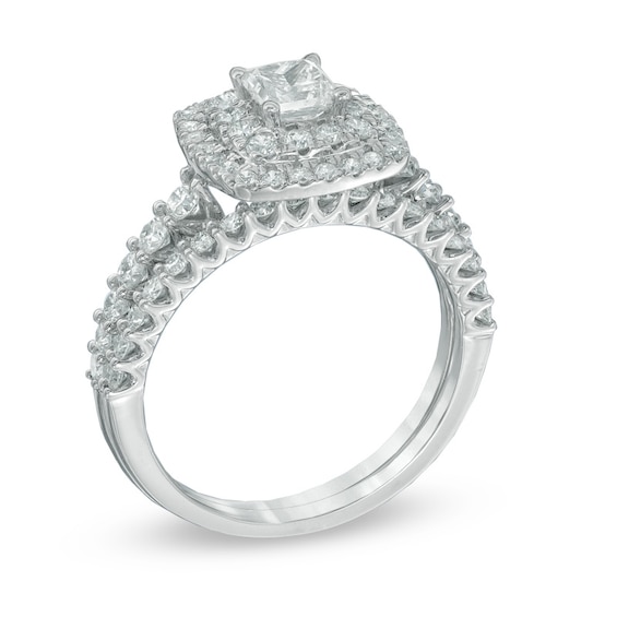 1-1/2 CT. T.w. Certified Canadian Princess-Cut Diamond Frame Bridal Set in 14K White Gold (I/I1)