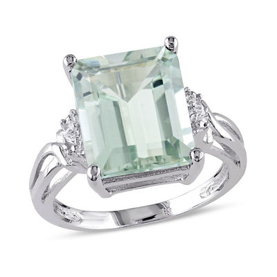 Modern Vintage 14K White Gold 2.5 Carat Green Topaz Wedding Engagement Ring  R167-14KWGGT | Caravaggio Jewelry