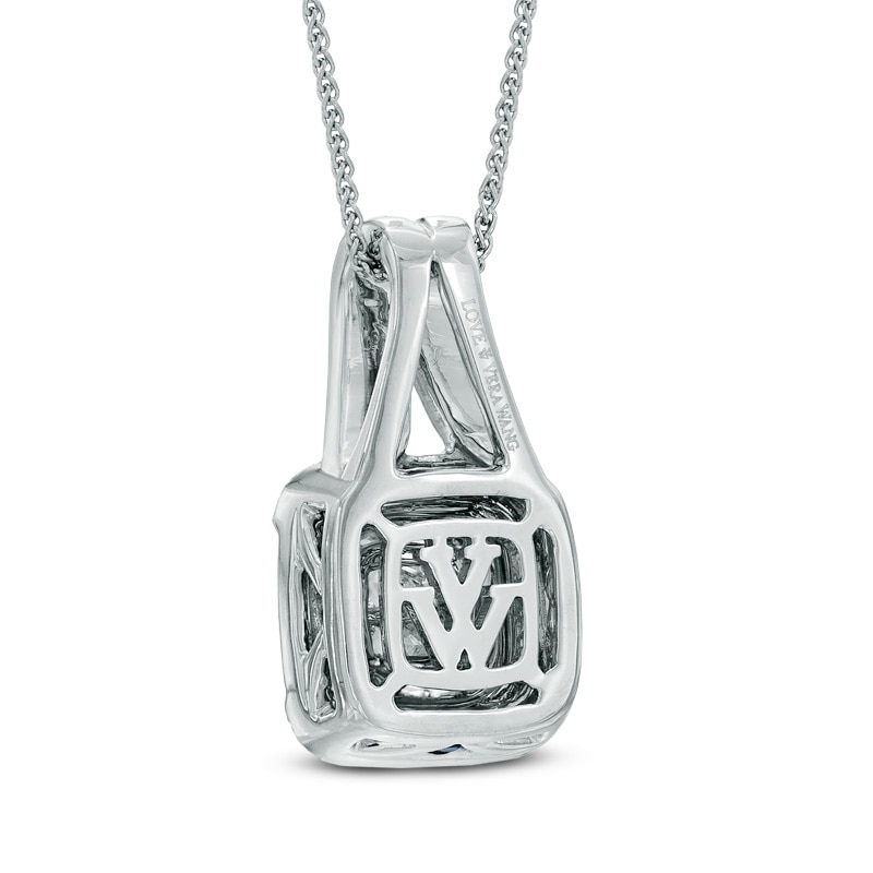 Main Image 3 of Vera Wang Love Collection 3/8 CT. T.W. Princess-Cut Quad Diamond Frame Drop Pendant in 14K White Gold