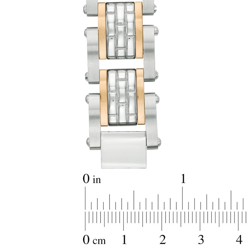 Main Image 2 of Brick Link Riveted Bracelet in Two-Tone Stainless Steel - 8.5"