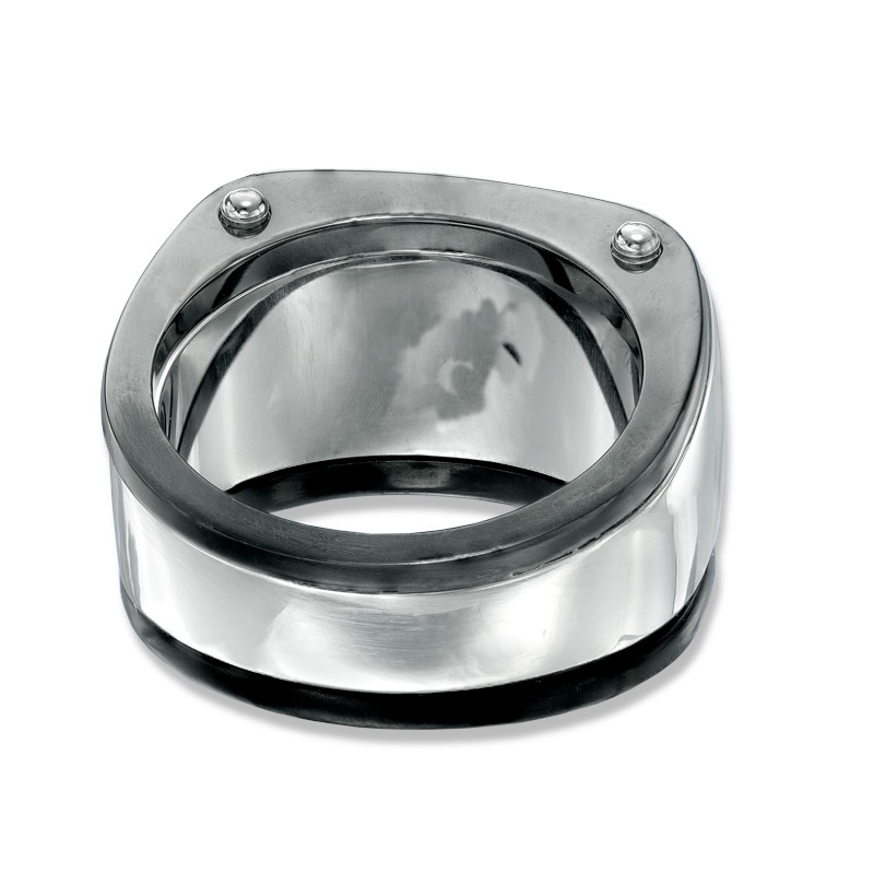 Men's 1/5 CT. T.W. Diamond Square Composite Ring in Two-Tone Stainless Steel - Size 10