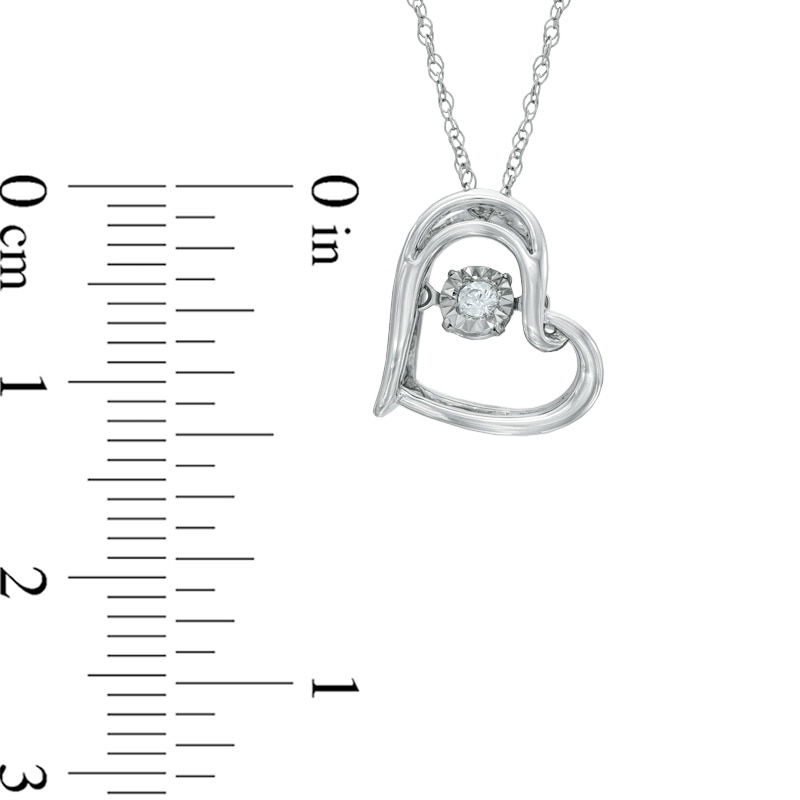 Diamond Accent Tilted Heart Pendant in Sterling Silver