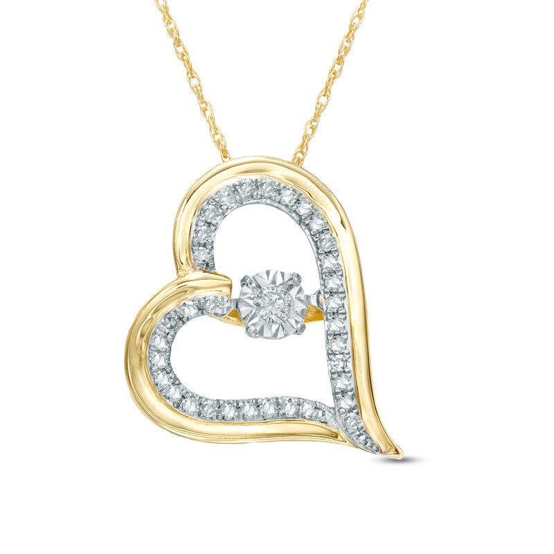 1/4 CT. T.W. Diamond Tilted Heart Pendant in 10K Gold