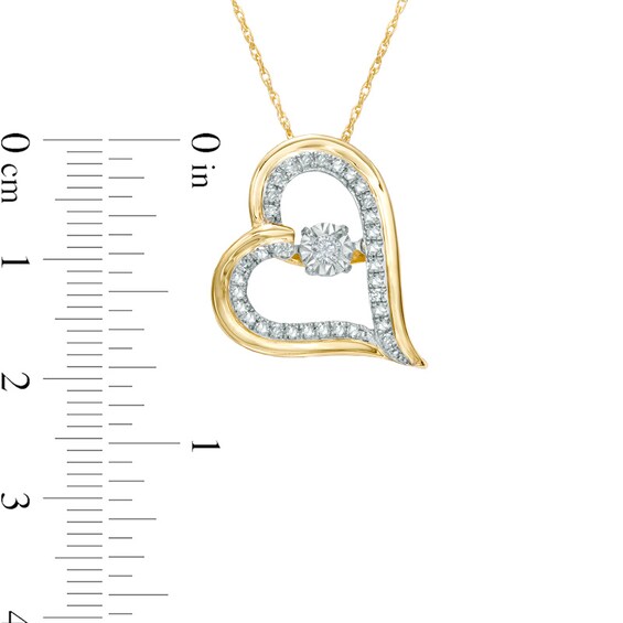 1/4 CT. T.w. Diamond Tilted Heart Pendant in 10K Gold