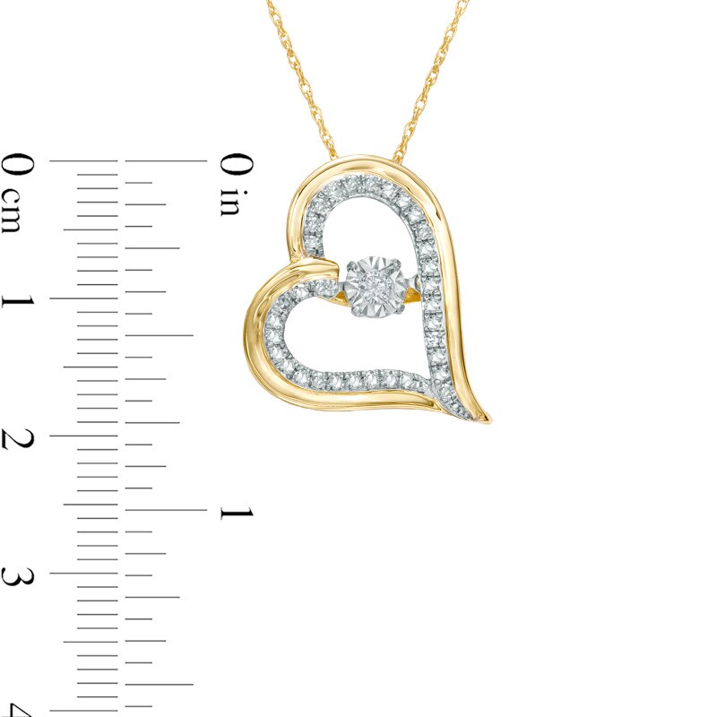 Main Image 2 of 1/4 CT. T.W. Diamond Tilted Heart Pendant in 10K Gold