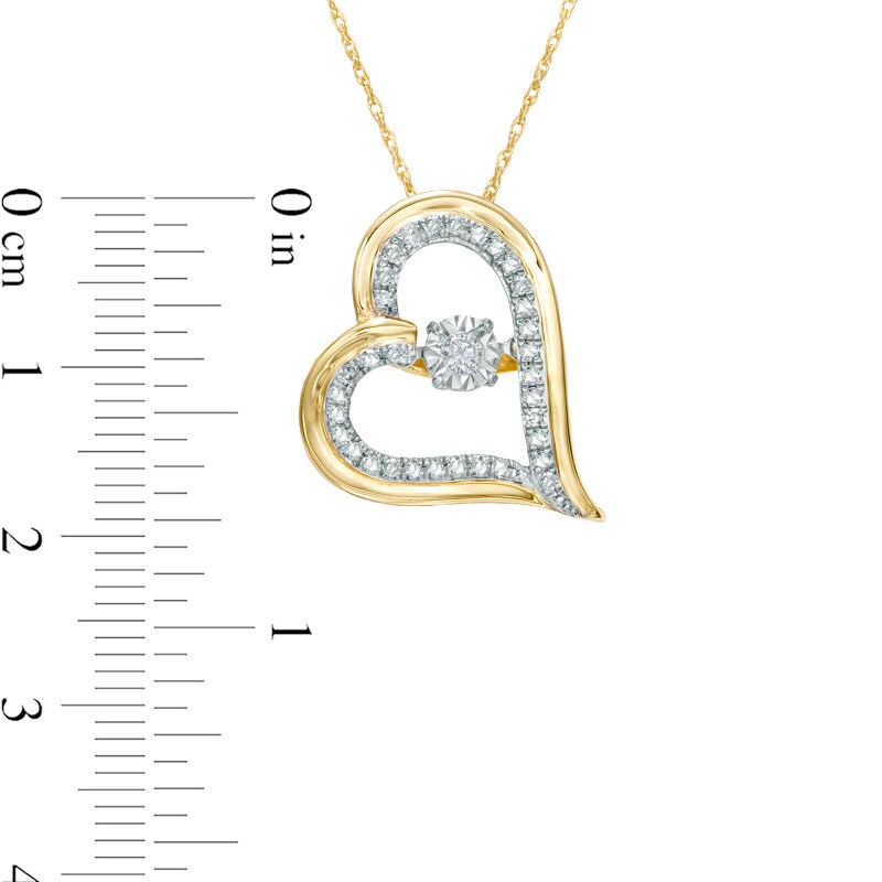 1/4 CT. T.W. Diamond Tilted Heart Pendant in 10K Gold