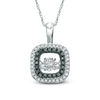 Thumbnail Image 1 of 1/4 CT. T.W. Enhanced Black and White Diamond Double Square Frame Pendant in 10K White Gold