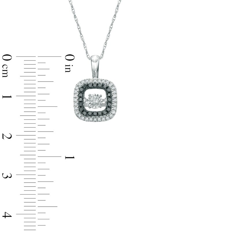 Main Image 2 of 1/4 CT. T.W. Enhanced Black and White Diamond Double Square Frame Pendant in 10K White Gold