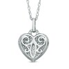 Thumbnail Image 2 of Lab-Created White Sapphire Heart Pendant in Sterling Silver