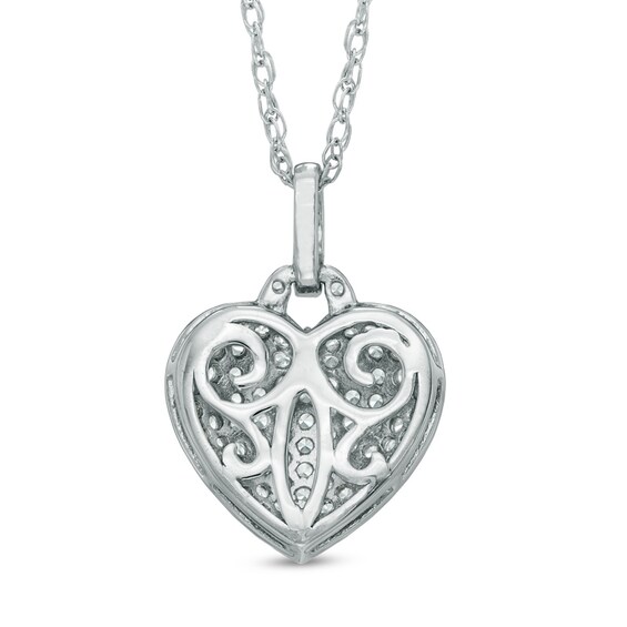 Lab-Created White Sapphire Heart Pendant in Sterling Silver