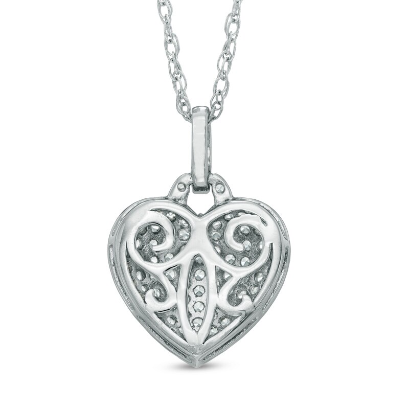 Main Image 2 of Lab-Created White Sapphire Heart Pendant in Sterling Silver