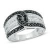 Thumbnail Image 0 of 1 CT. T.W. Enhanced Black and White Diamond Knot Ring in Sterling Silver