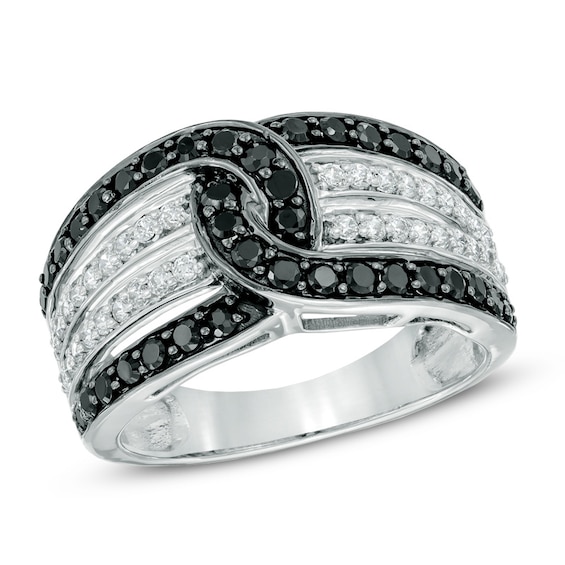 1 CT. T.w. Enhanced Black and White Diamond Knot Ring in Sterling Silver
