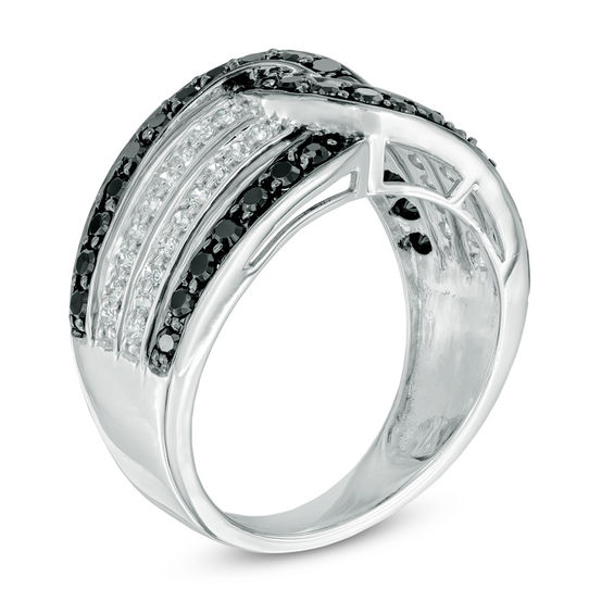 1 CT. T.w. Enhanced Black and White Diamond Knot Ring in Sterling Silver