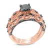 Thumbnail Image 1 of 1-3/8 CT. T.W. Black Diamond  Vintage-Style Bridal Set in 10K Rose Gold