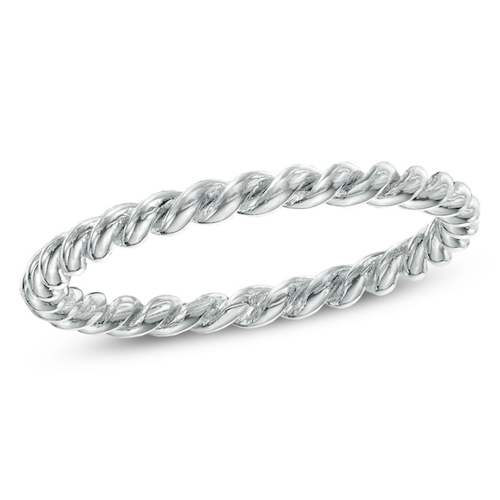 1.5mm Rope Wedding Band in 14K White Gold - Size 6