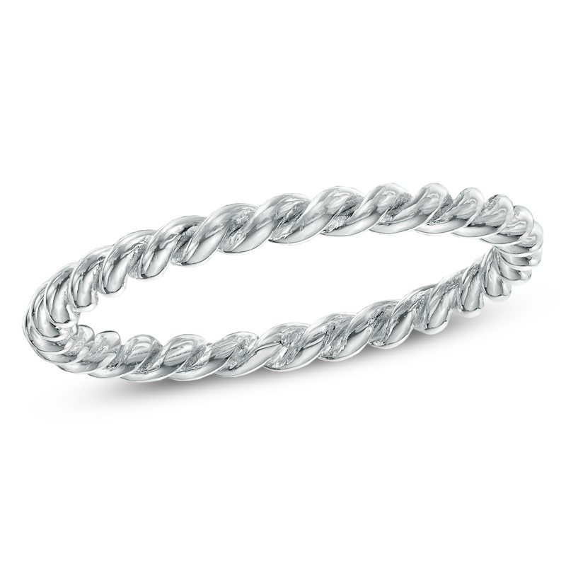Ladies' 1.5mm Rope Wedding Band in 14K White Gold - Size 6