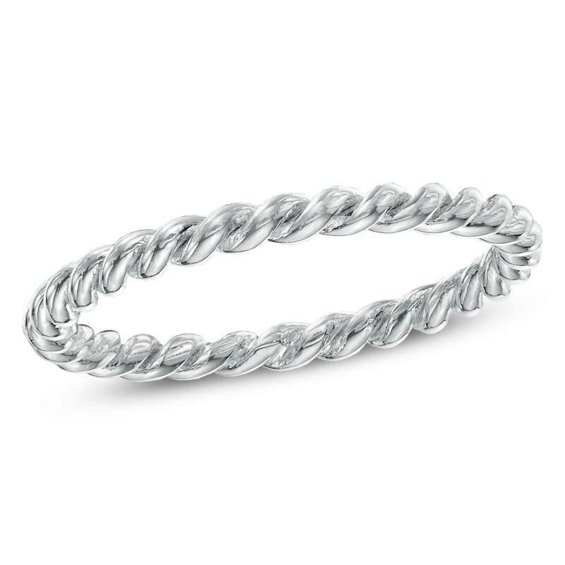 Ladies' 1.5mm Rope Wedding Band in 14K White Gold - Size 6