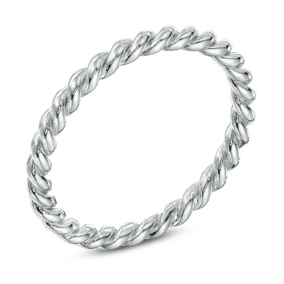 1.5mm Rope Wedding Band in 14K White Gold - Size 6