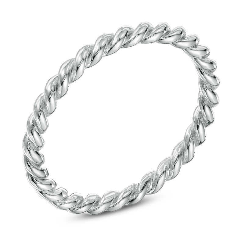 Ladies' 1.5mm Rope Wedding Band in 14K White Gold - Size 6