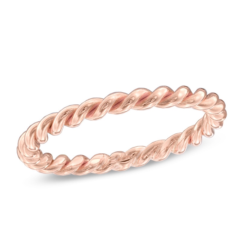 Ladies' 1.5mm Rope Wedding Band in 14K Rose Gold - Size 6