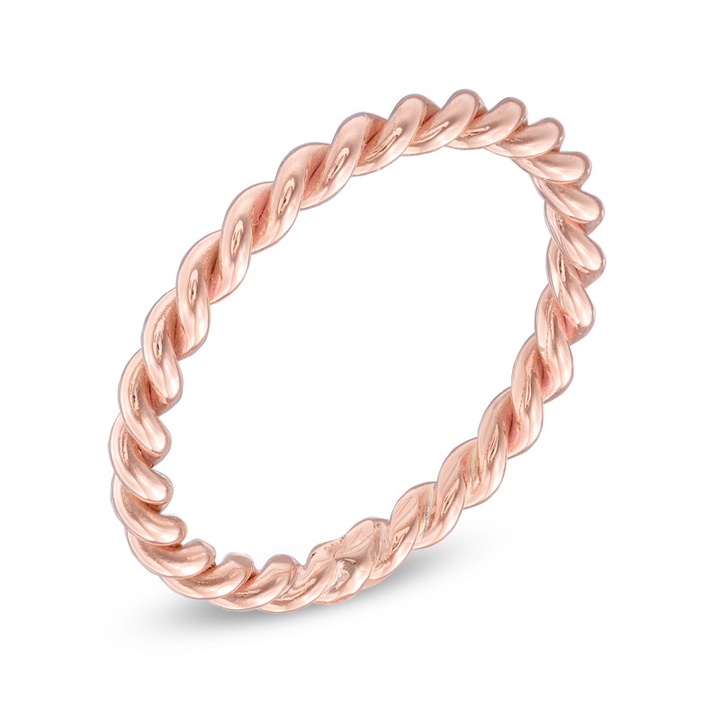 Ladies' 1.5mm Rope Wedding Band in 14K Rose Gold - Size 6
