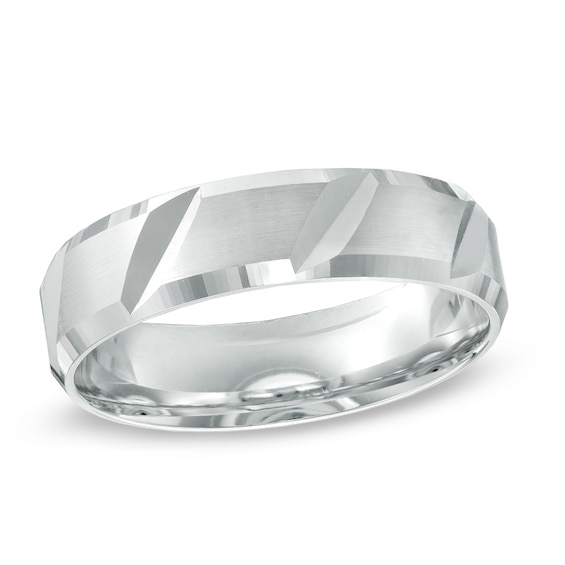 6.0mm Comfort Fit Wedding Band in 10K White Gold - Size 10
