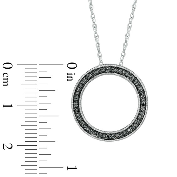 Black Diamond Accent Circle Pendant in Sterling Silver