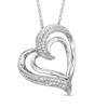 Thumbnail Image 0 of Diamond Accent Tilted Double Heart Pendant in Sterling Silver
