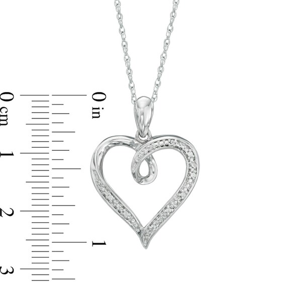 Diamond Accent Looping Heart Pendant in Sterling Silver