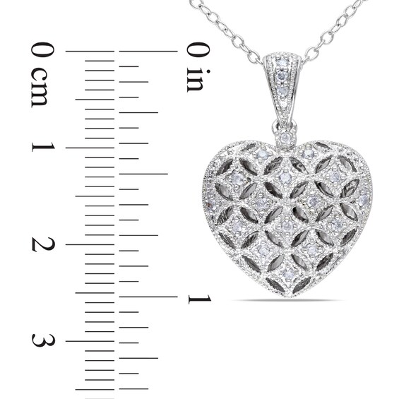 1/6 CT. T.w. Diamond Lattice Heart Locket in Sterling Silver