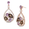 Thumbnail Image 0 of Rose de France Amethyst, Smoky Quartz and White Topaz Drop Earrings in Sterling Silver with 14K Rose Gold Plate