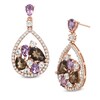 Thumbnail Image 1 of Rose de France Amethyst, Smoky Quartz and White Topaz Drop Earrings in Sterling Silver with 14K Rose Gold Plate