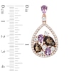 Thumbnail Image 1 of Rose de France Amethyst, Smoky Quartz and White Topaz Drop Earrings in Sterling Silver with 14K Rose Gold Plate