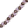 Thumbnail Image 1 of Rose de France Amethyst, Smoky Quartz and White Topaz Bracelet in Sterling Silver with 14K Rose Gold Plate - 7.25"
