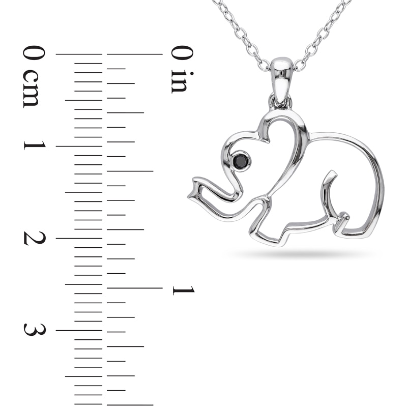 Main Image 2 of Black Diamond Accent Elephant Pendant in Sterling Silver