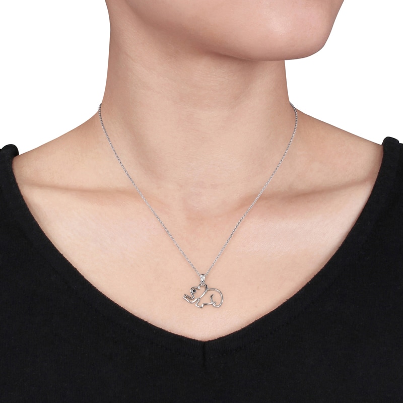 Main Image 3 of Black Diamond Accent Elephant Pendant in Sterling Silver