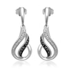 Thumbnail Image 0 of Enhanced Black and White Diamond Accent Flame Drop Earrings in Sterling Silver