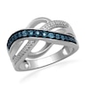 Thumbnail Image 1 of Enhanced Blue and White Diamond Accent Ribbon Overlay Ring in Sterling Silver