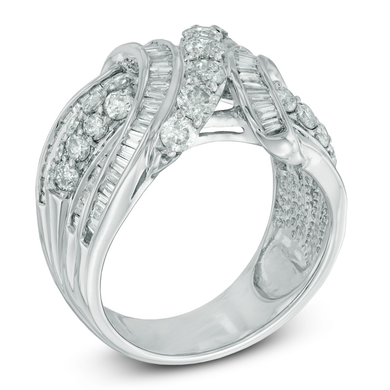 2 CT. T.W. Diamond Bypass Ring in 10K White Gold