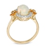 Thumbnail Image 1 of Oval Opal, Madeira Citrine and Lab-Created White Sapphire Flower Ring in 10K Gold