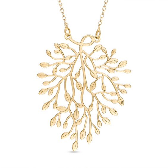 Tree Leaf Necklace in 10K Gold
