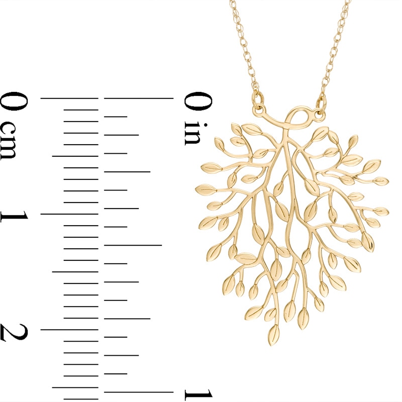 Main Image 2 of Tree Leaf Necklace in 10K Gold