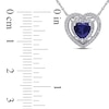 Thumbnail Image 1 of 6.0mm Heart-Shaped Lab-Created Blue Sapphire and 1/5 CT. T.W. Diamond Double Frame Pendant in 10K White Gold - 17"
