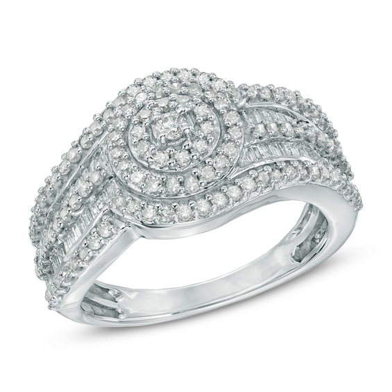 1 CT. T.W. Diamond Layered Frame Ring in 10K White Gold | Zales