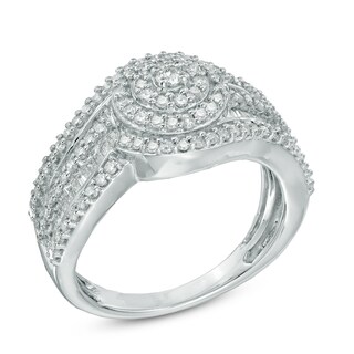 1 CT. T.W. Diamond Layered Frame Ring in 10K White Gold | Zales