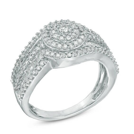 1 CT. T.w. Diamond Layered Frame Ring in 10K White Gold