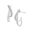 Thumbnail Image 0 of 1/10 CT. T.W. Diamond "X" J-Hoop Earrings in Sterling Silver