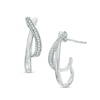 Thumbnail Image 1 of 1/10 CT. T.W. Diamond "X" J-Hoop Earrings in Sterling Silver